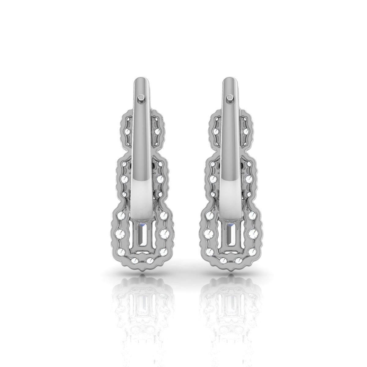 Modern 1.50 Carat SI Clarity HI Color Diamond Earrings 18 Karat White Gold Jewelry For Sale