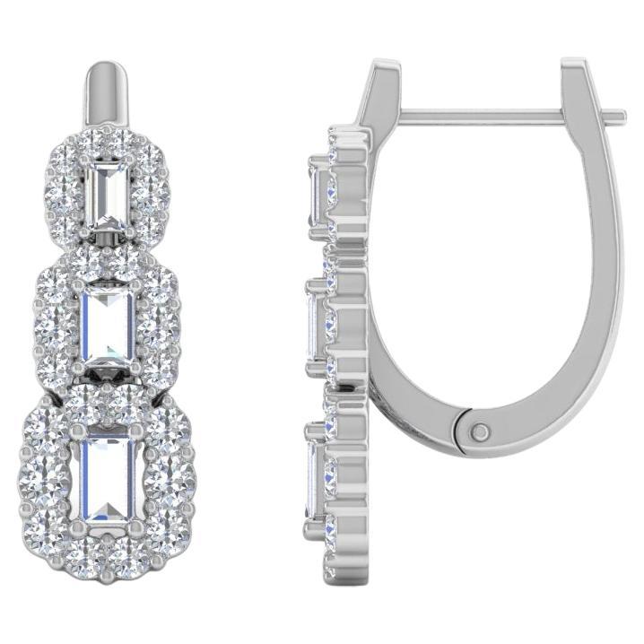 1.50 Carat SI Clarity HI Color Diamond Earrings 18 Karat White Gold Jewelry