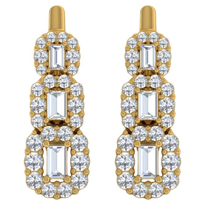 1.50 Carat SI Clarity HI Color Diamond Earrings 18 Karat Yellow Gold Jewelry