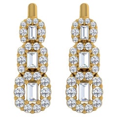 Pendientes de Diamantes de 1,50 Quilates Claridad SI Color HI Joyas de Oro Amarillo de 18 Kilates