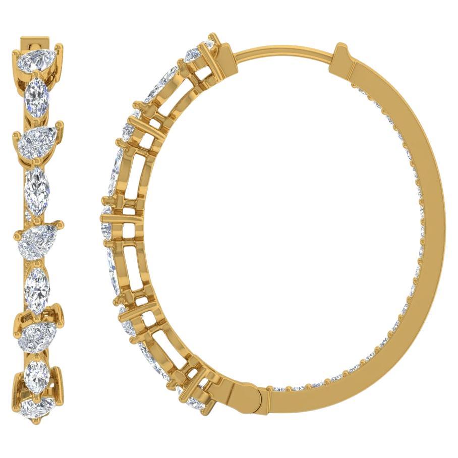 1.50 Carat SI/H Multi Brilliant Cut Diamond Hoop Earrings 18 Karat Yellow Gold