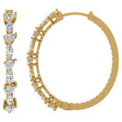 Créoles en or jaune 18 carats avec diamants tailles multiples et brillants de 1,50 carat SI/H
