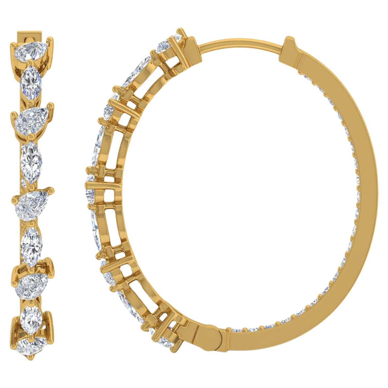 1.50 Carat SI/H Multi Brilliant Cut Diamond Hoop Earrings 18 Karat Yellow Gold