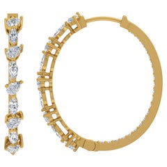 1.50 Carat SI/H Multi Brilliant Cut Diamond Hoop Earrings 18 Karat Yellow Gold