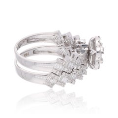 1.50 Carat SI/HI Baguette Diamond Double Band Ring 18 Karat White Gold Jewelry
