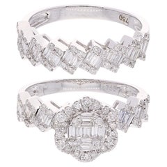1,50 Karat SI/HI Baguette-Diamant-Doppelbandring aus 18 Karat Weißgold mit Baguette-Diamant