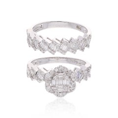 Anillo de doble banda de diamantes baguette SI/HI de 1,50 quilates Joyas de oro blanco de 18 quilates