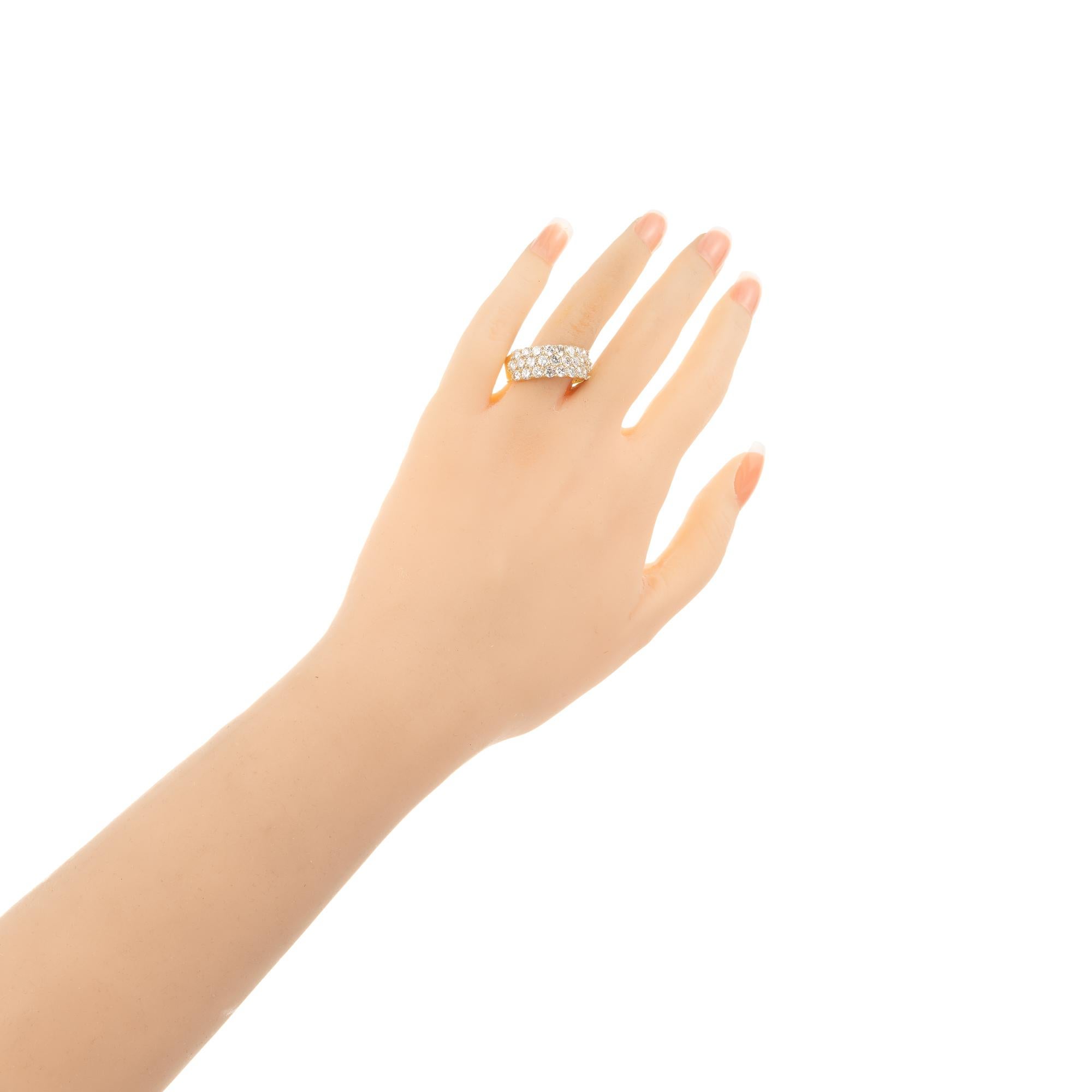 Women's 1.50 Carat Three-Row Diamond Gold Wedding Band Ring For Sale