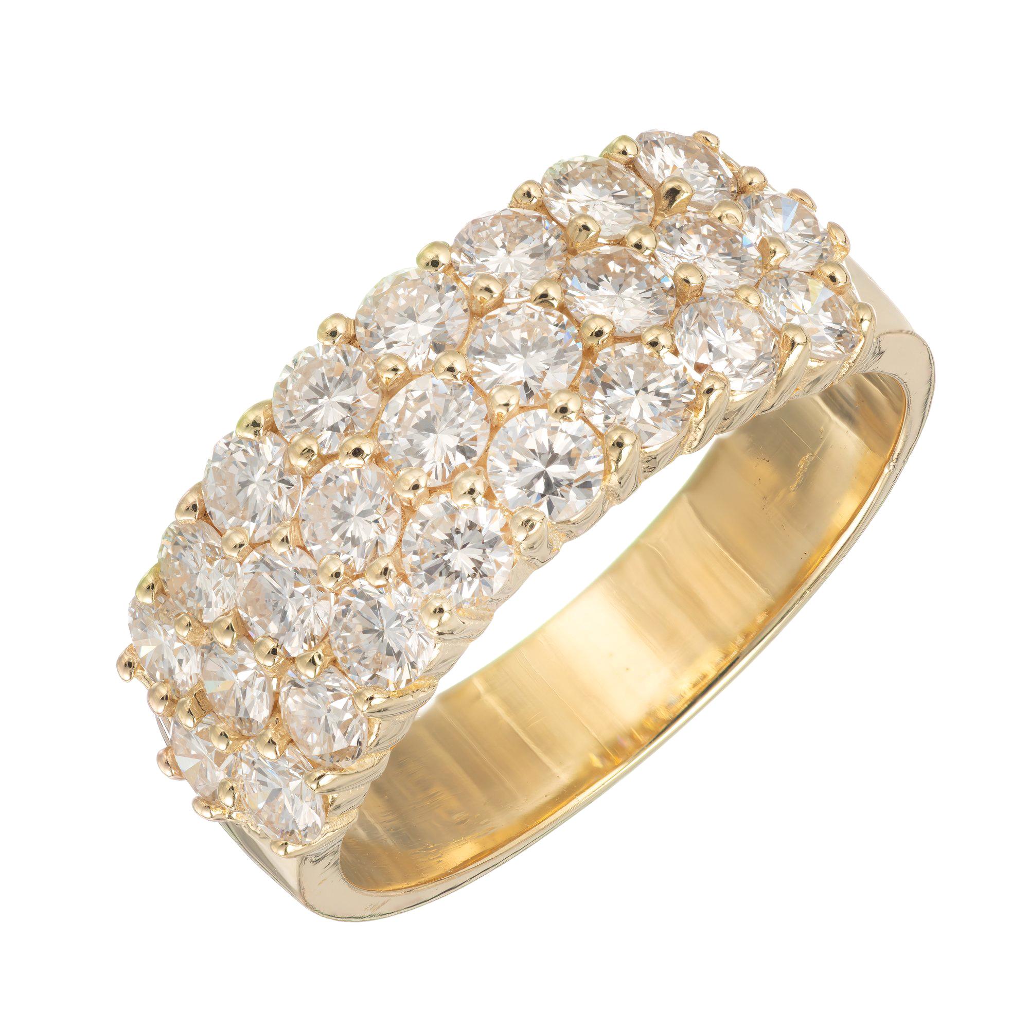 1.50 Carat Three-Row Diamond Gold Wedding Band Ring