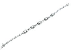 1.50 Carat Total Baguette and Round Diamond Link Bracelet in 14 Karat White Gold