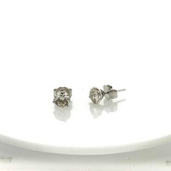 1.50 Carat Total Natural Round Diamond Studs in 14K White Gold
