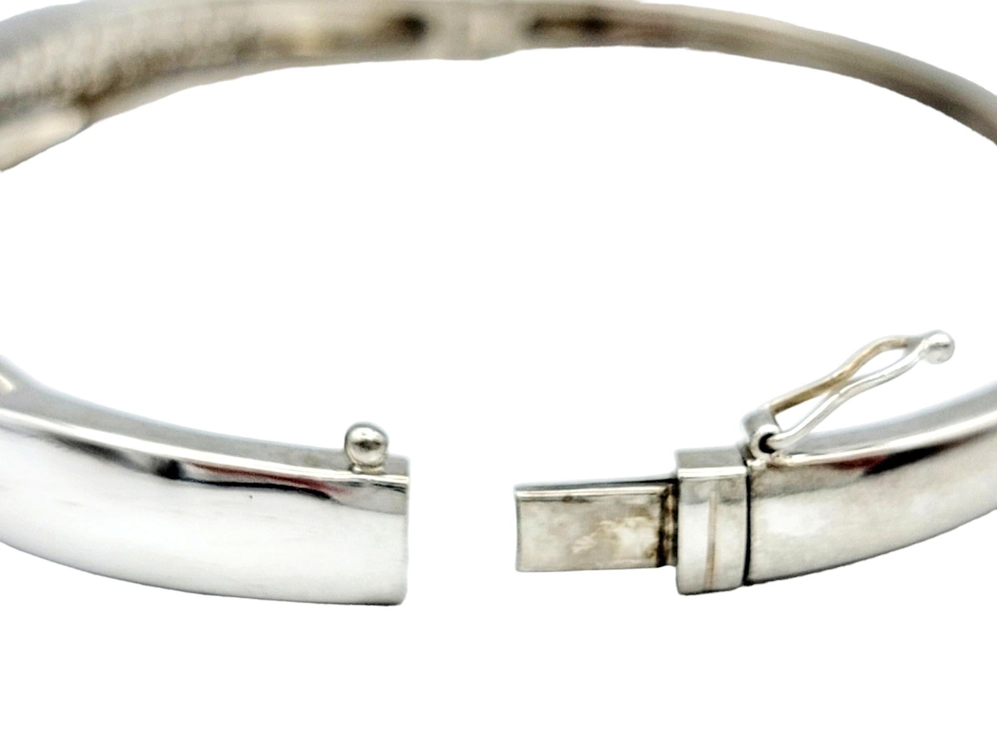 1.50 Carat Total Pavé Diamond Hinged Bangle Bracelet Set in 14 Karat White Gold  For Sale 3