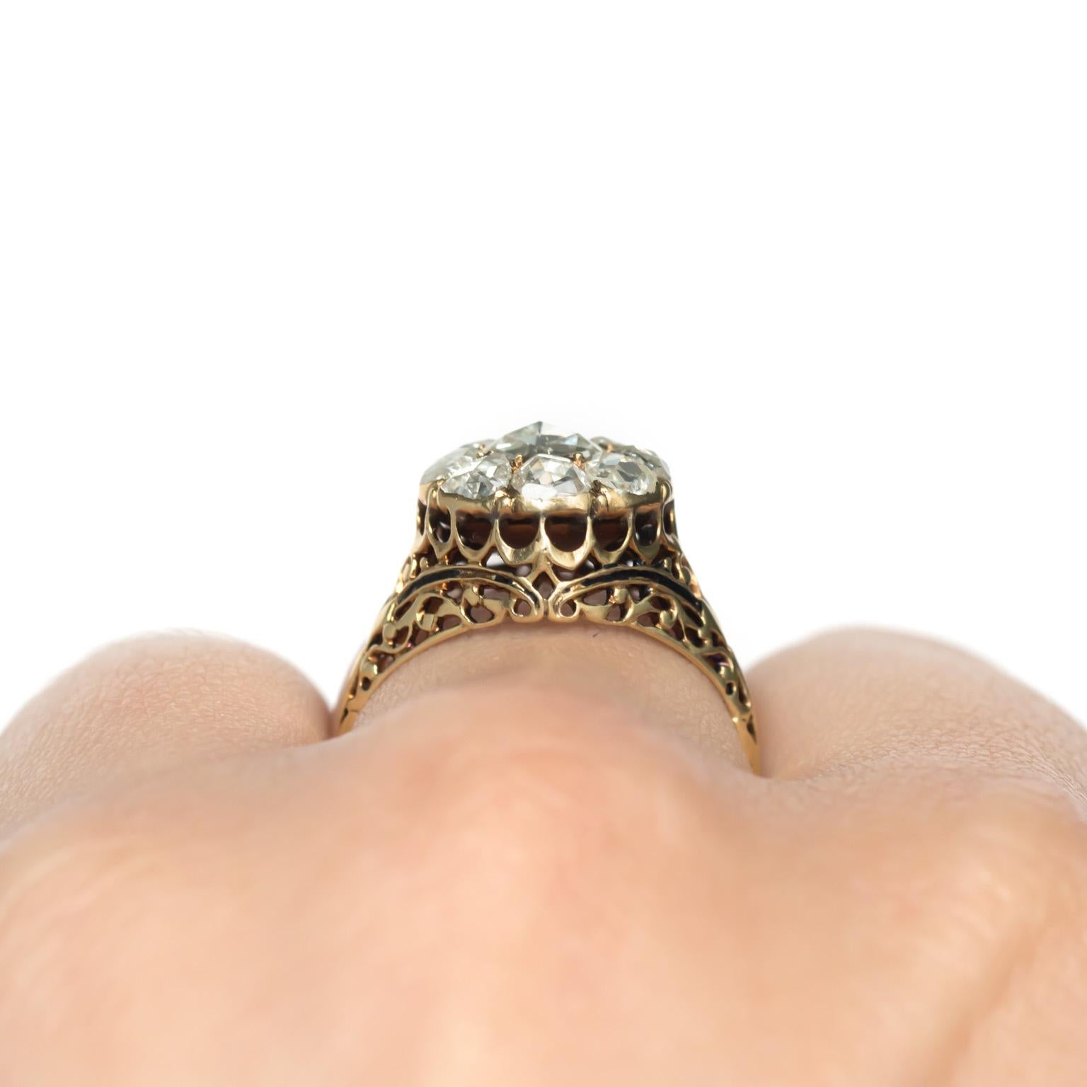 1.50 Carat, Total Weight Diamond Yellow Gold Engagement Ring 3