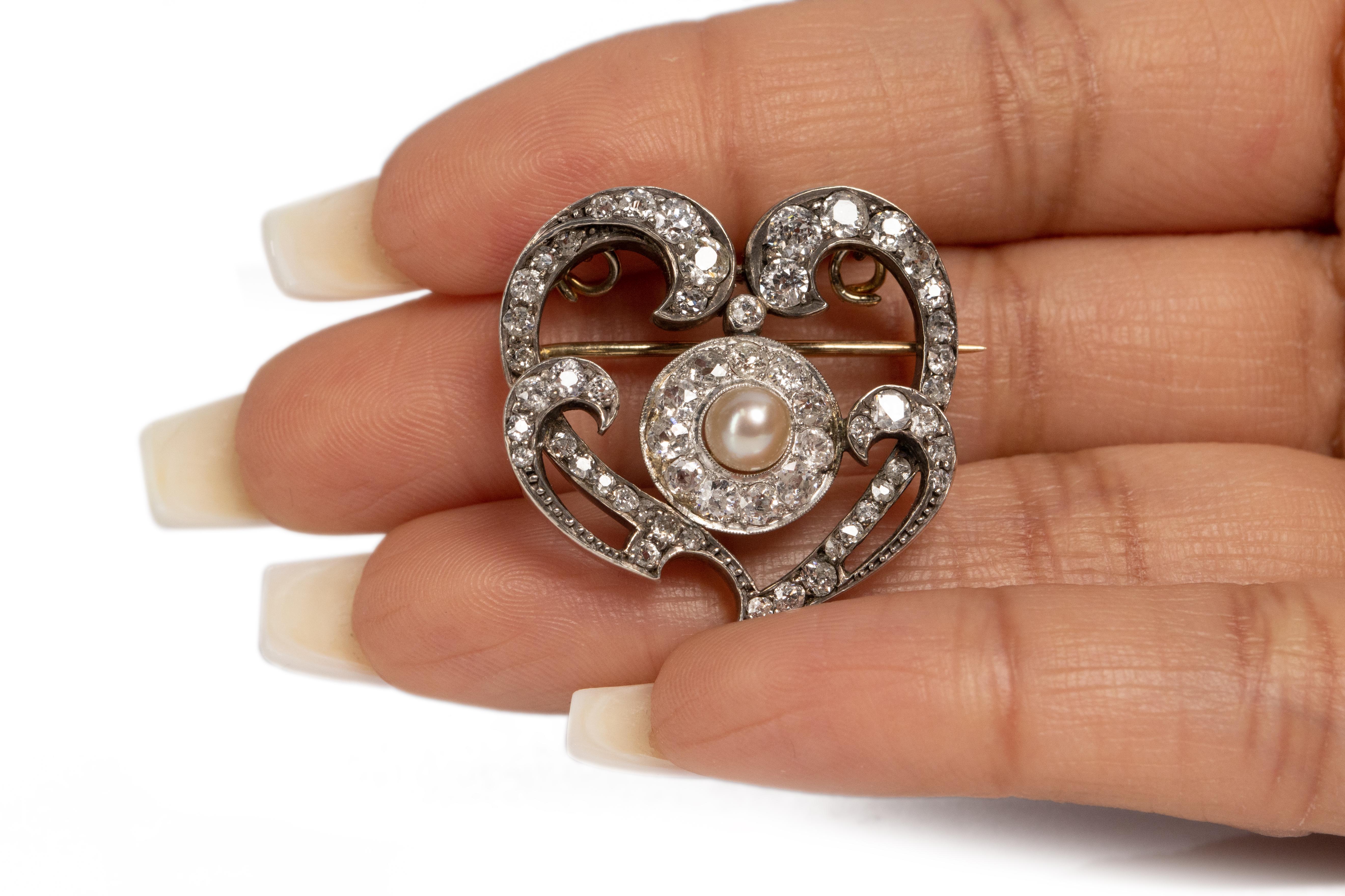 1,50 Karat Gesamtgewicht edwardianischer Diamant 14 Karat Gold Pin im Zustand „Gut“ im Angebot in Atlanta, GA