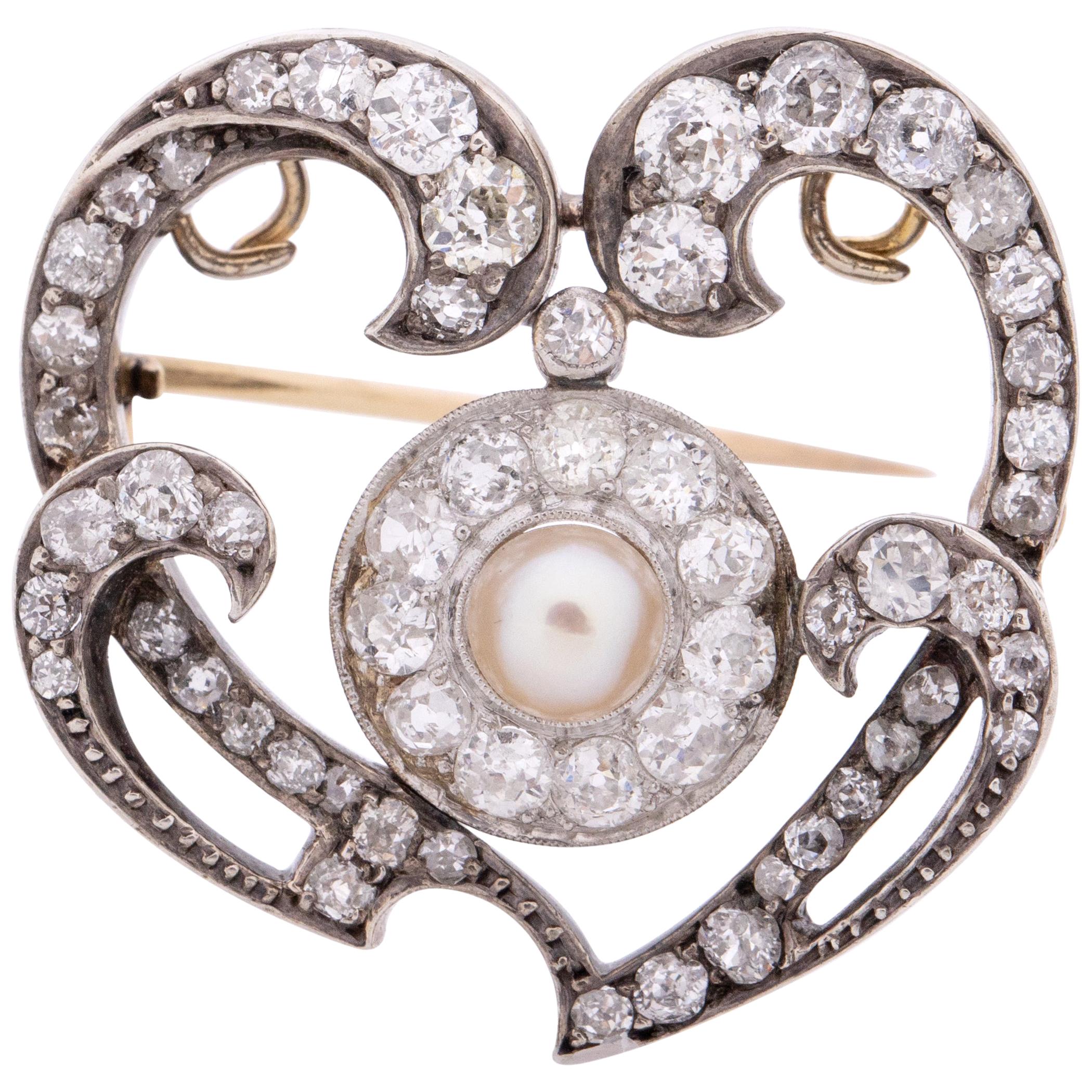 1,50 Karat Gesamtgewicht edwardianischer Diamant 14 Karat Gold Pin im Angebot