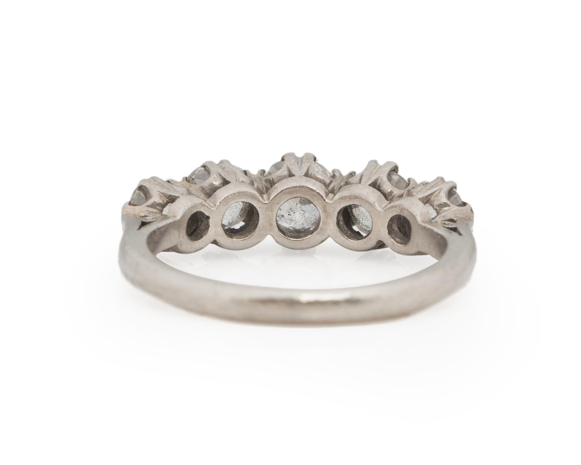 1.50 Carat Total Weight Edwardian Diamond Platinum Engagement Ring In Good Condition In Atlanta, GA
