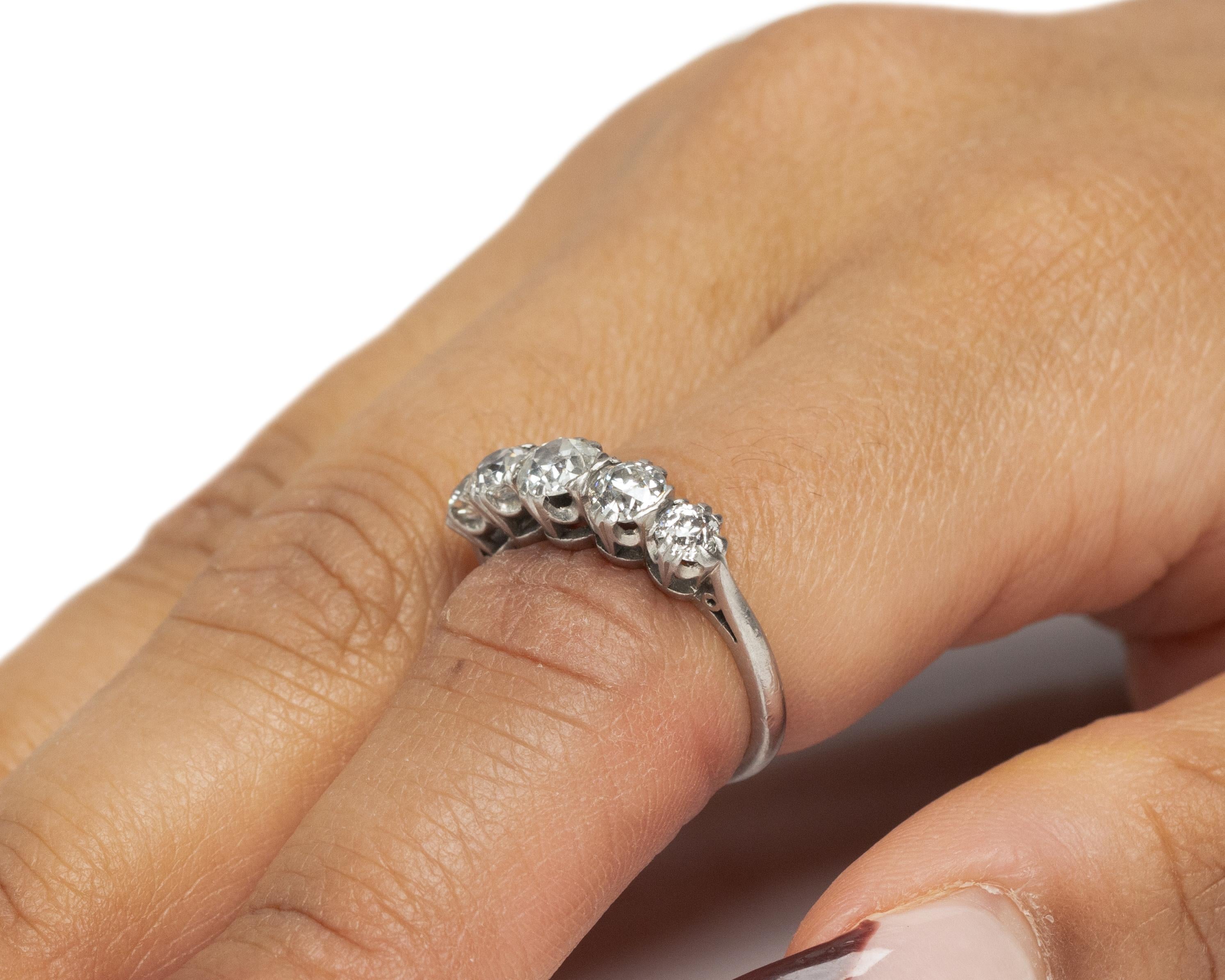 1.50 Carat Total Weight Edwardian Diamond Platinum Engagement Ring 2