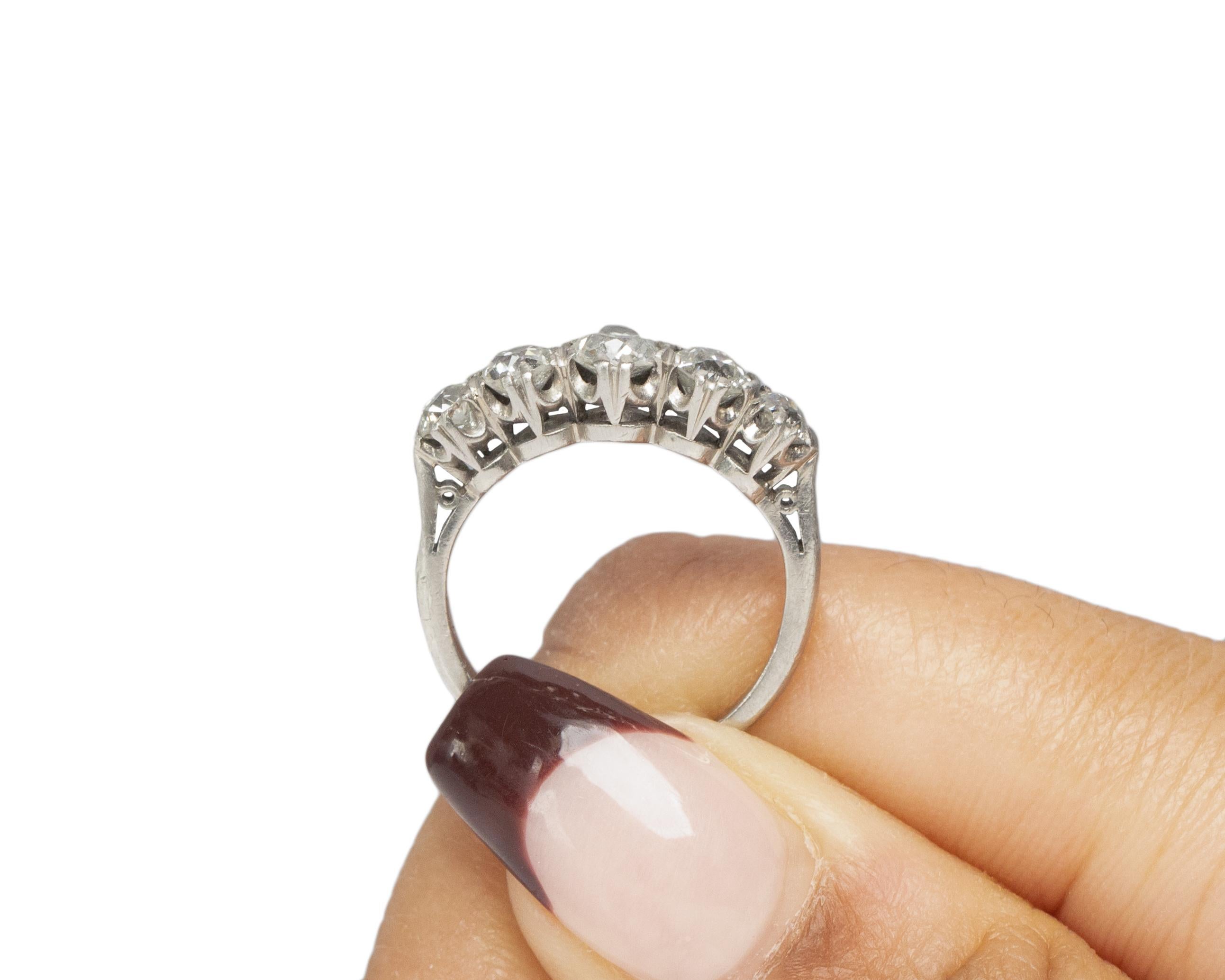 1.50 Carat Total Weight Edwardian Diamond Platinum Engagement Ring 3
