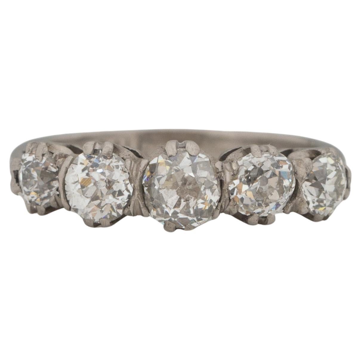 1.50 Carat Total Weight Edwardian Diamond Platinum Engagement Ring