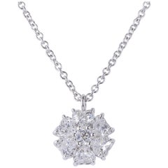 1.50 Carat Tw Heart Shape Diamond Cluster Pendant 18 Karat White Gold