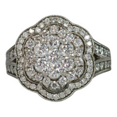 1.50 Carat VS Diamond 18 Carat White Gold Ladies Cluster Ring