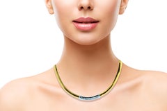 Collier Omega blanc et jaune de 1,50 carat en or 14 carats