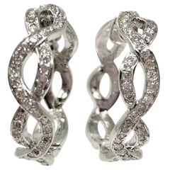 1.50 Carat White Diamond Hoop Earrings in 18 Karat White Gold