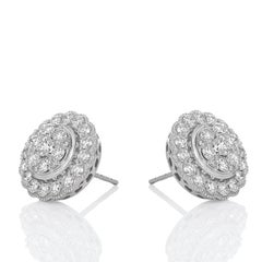 Grandes boucles d'oreilles en or blanc 14K avec diamants