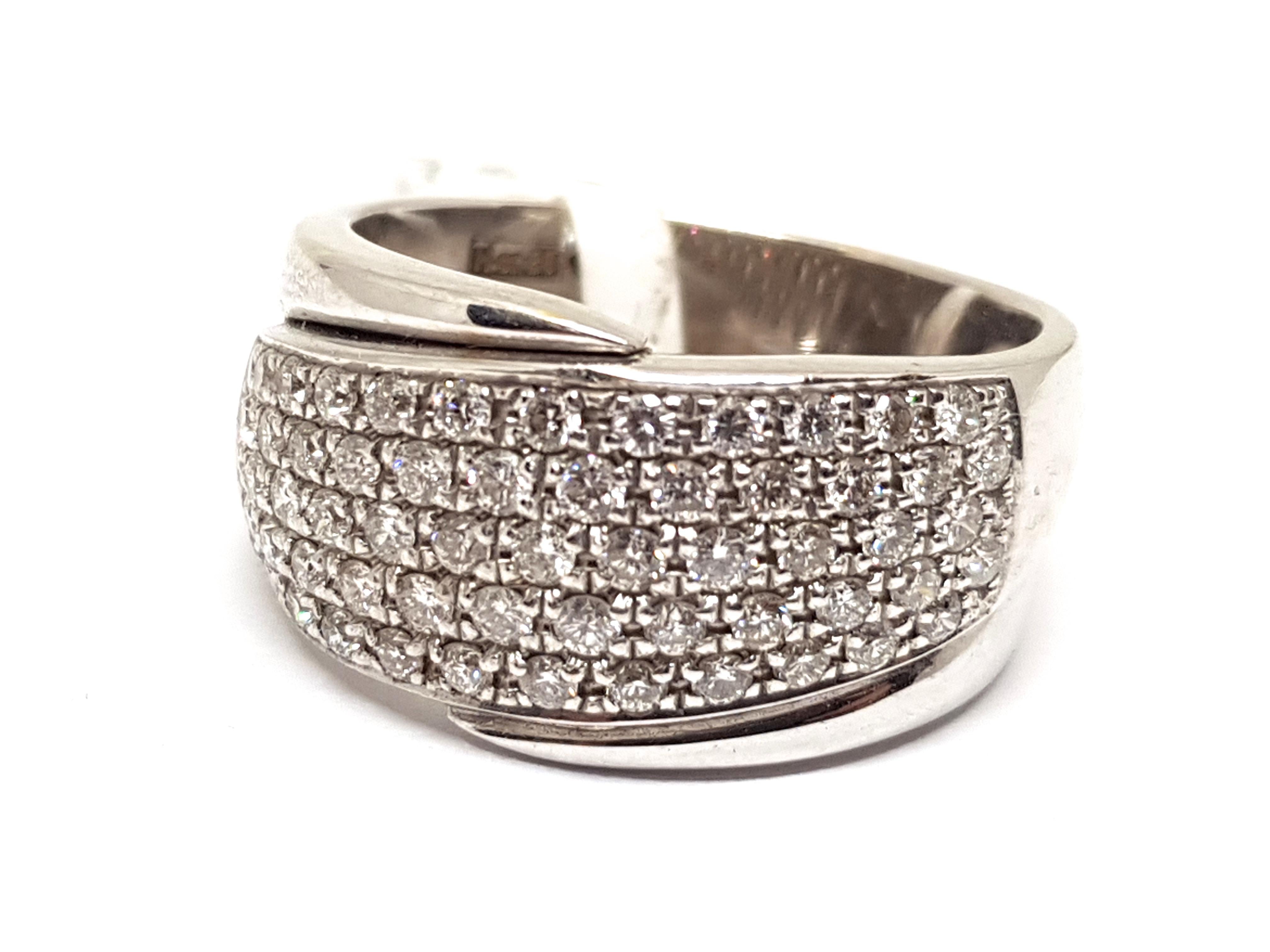 1.50 Carat White Gold Diamond Cocktail Memory Ring In New Condition For Sale In Antwerp, BE