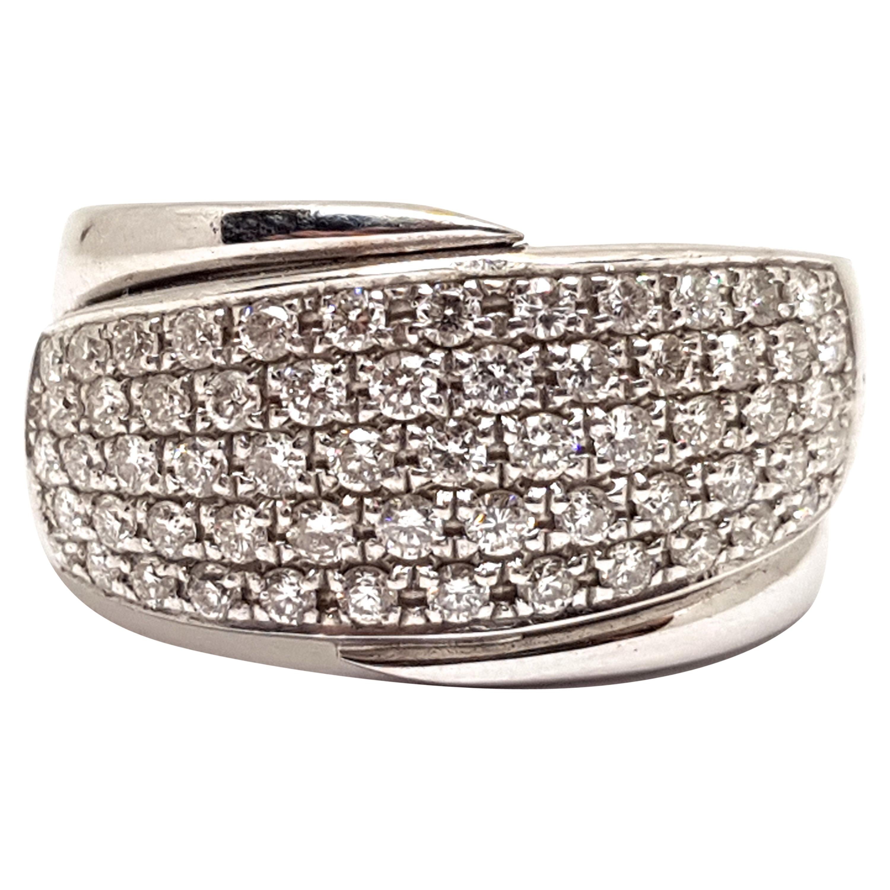 1.50 Carat White Gold Diamond Cocktail Memory Ring For Sale
