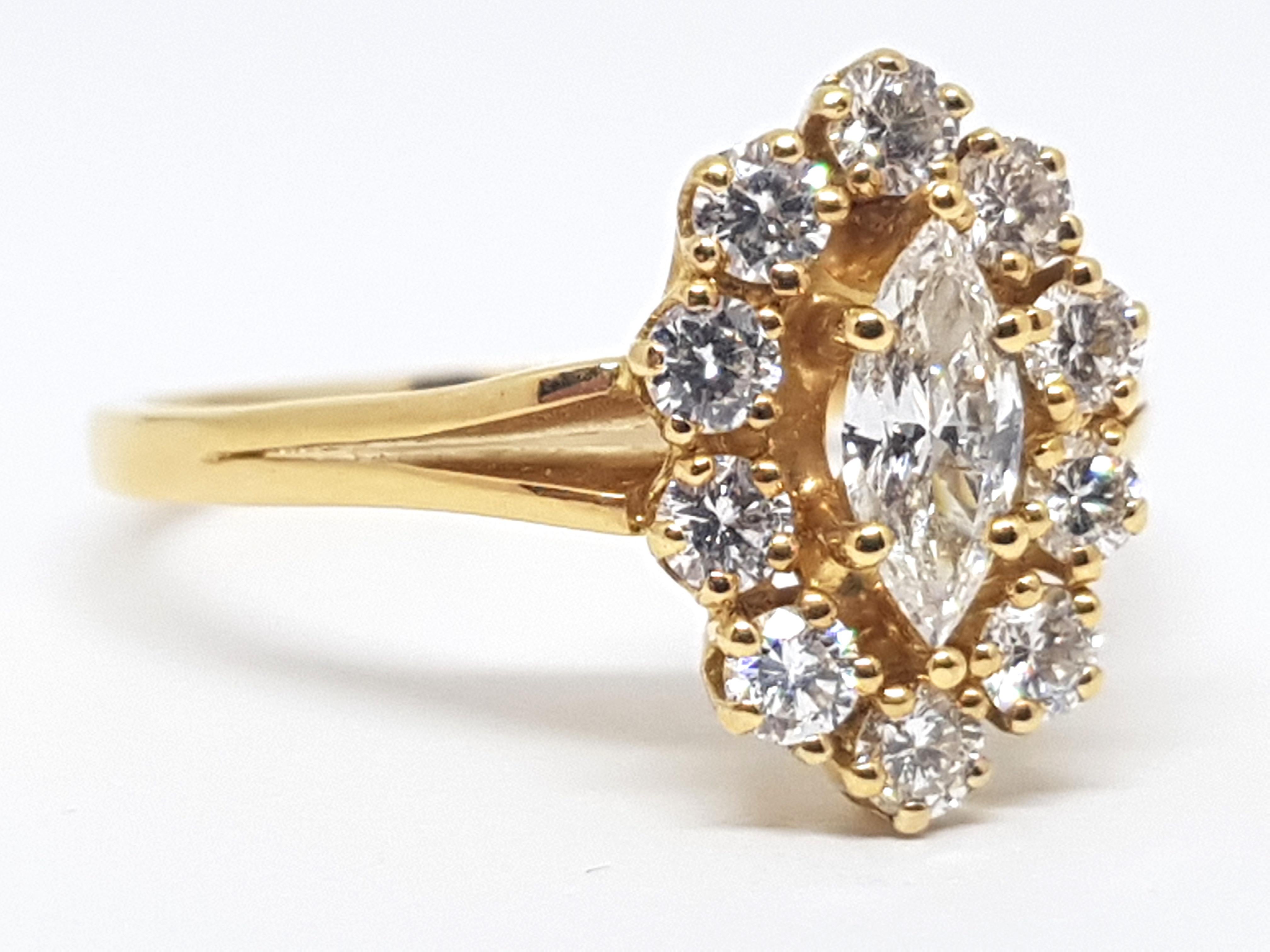 Contemporary 1.50 Carat Yellow Gold Diamond Engagement Ring For Sale