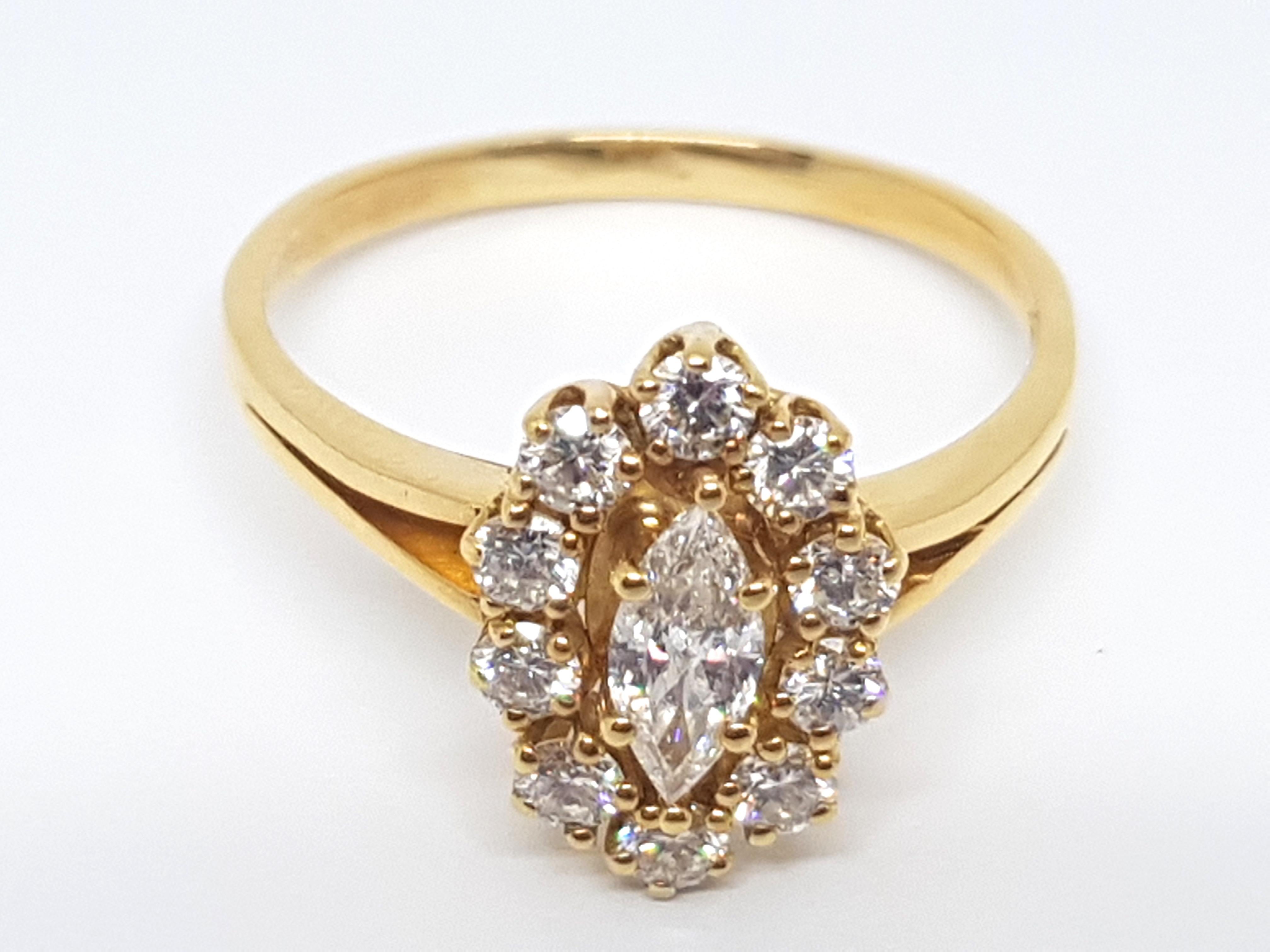 Round Cut 1.50 Carat Yellow Gold Diamond Engagement Ring For Sale