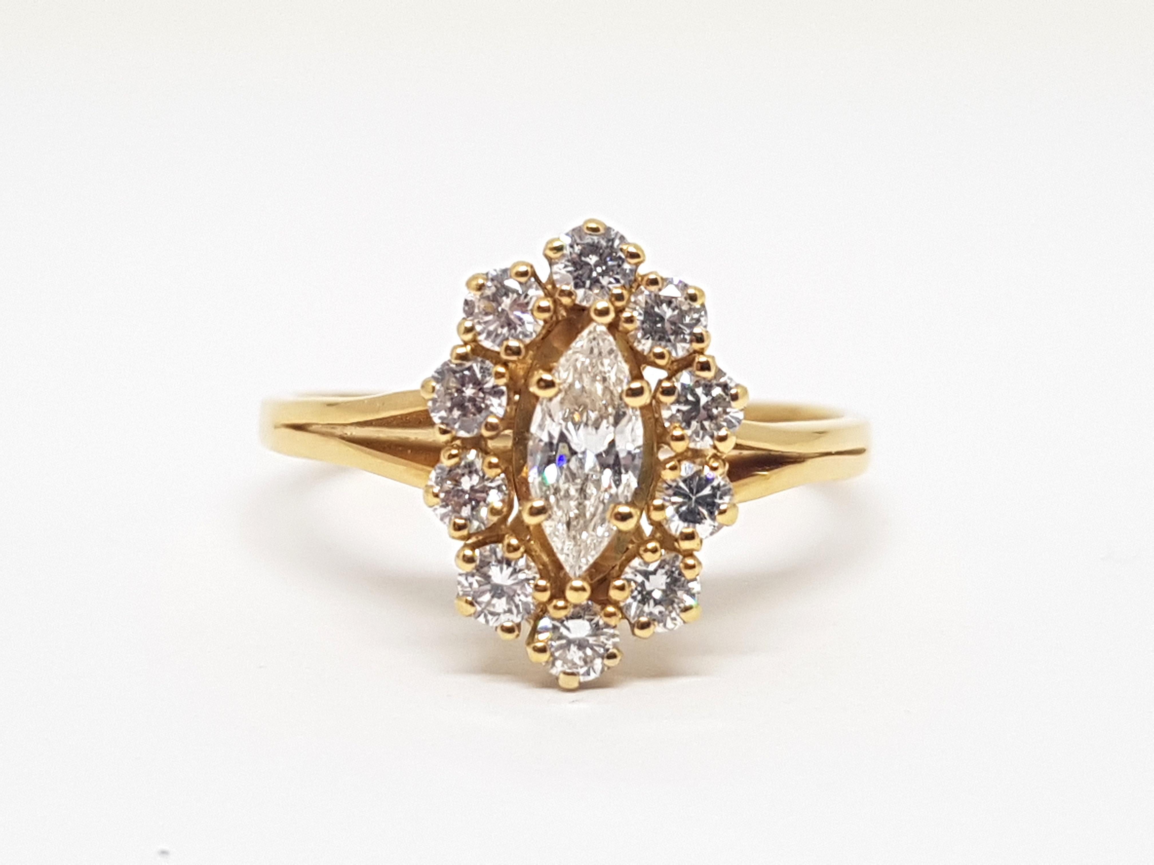 1.50 Carat Yellow Gold Diamond Engagement Ring In New Condition For Sale In Antwerp, BE