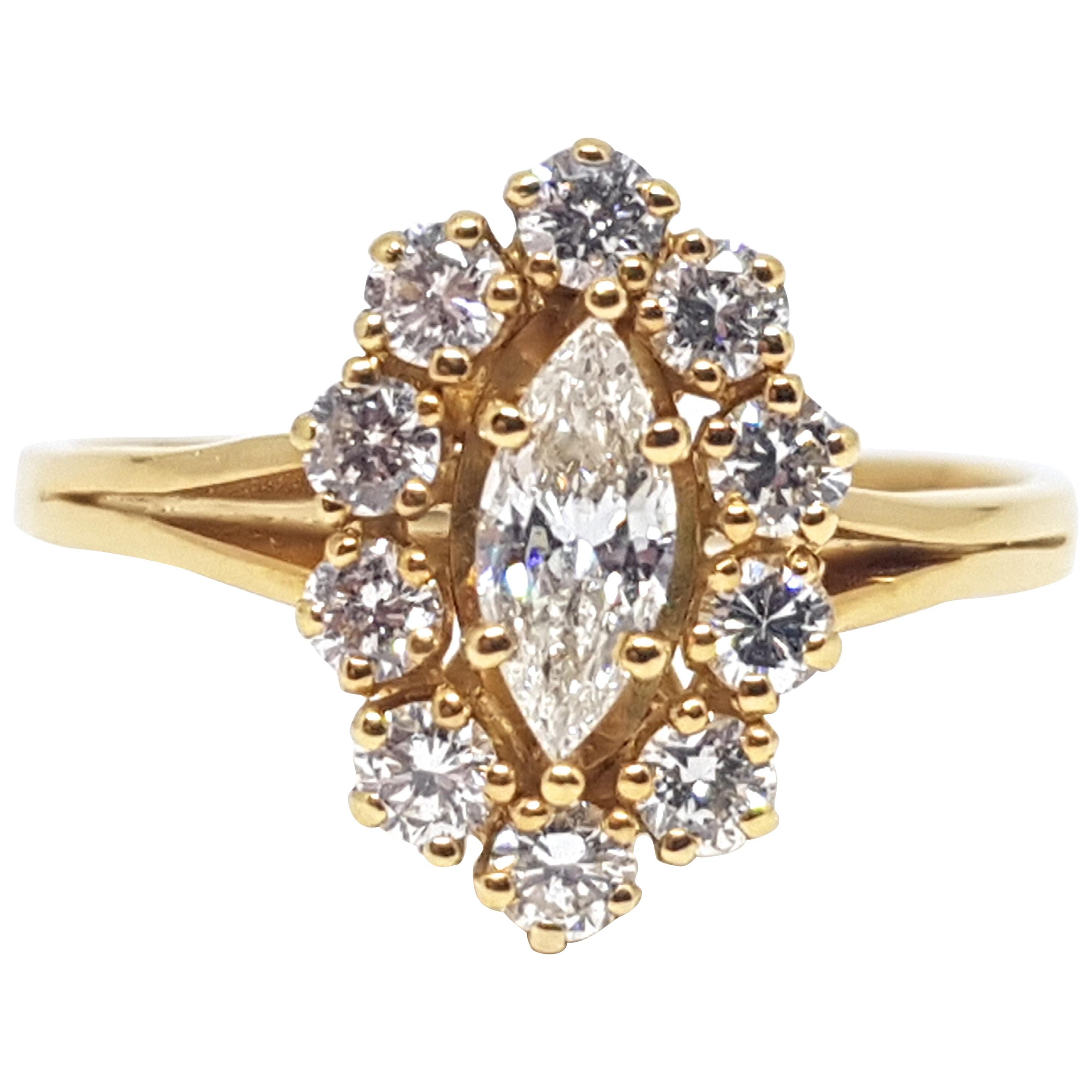 1.50 Carat Yellow Gold Diamond Engagement Ring For Sale