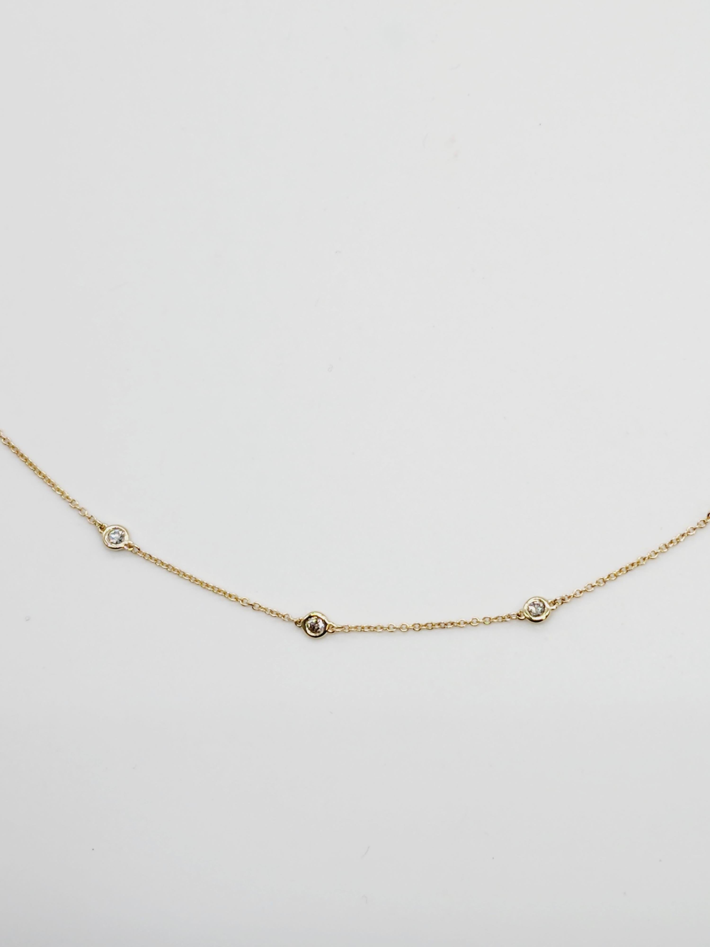 Women's 1.50 Carats 27 Stations Diamond by the Yard Necklace 14 Karat Yellow Gold