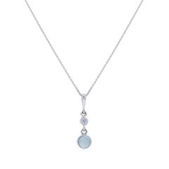 Collana e orecchini con acquamarina e diamante da 1,50 carati in oro bianco 18 carati