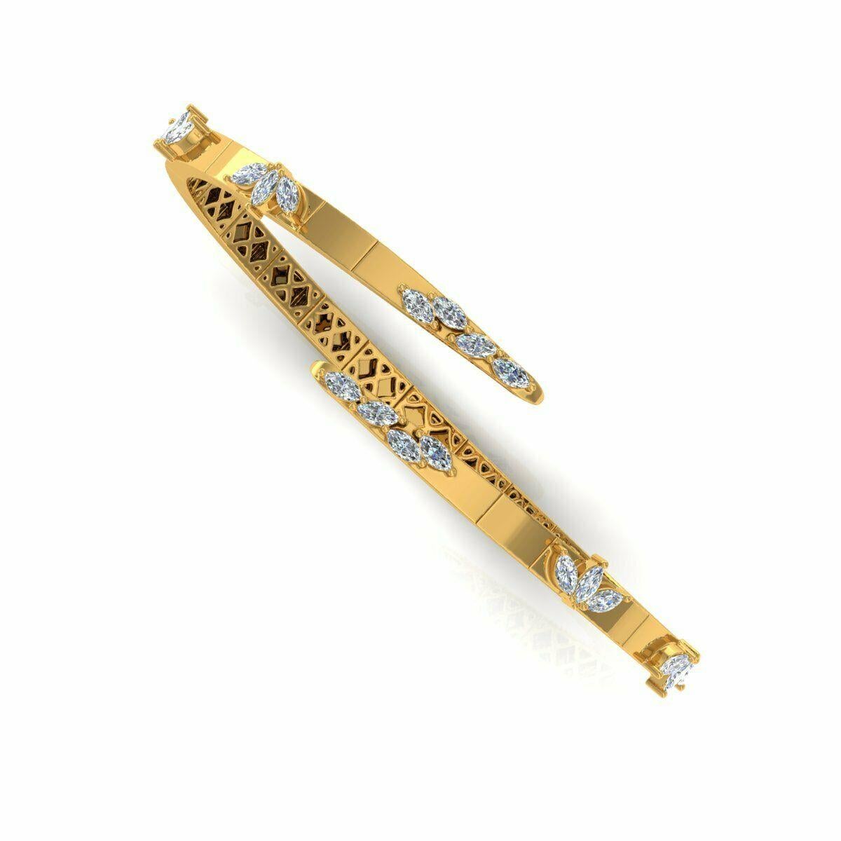 Cast from 14-karat yellow gold, this bracelet is hand set with 1.50 carats of sparkling diamonds. Available in yellow, rose and white gold. Stack with your favorite pieces or wear it alone.

FOLLOW MEGHNA JEWELS storefront to view the latest