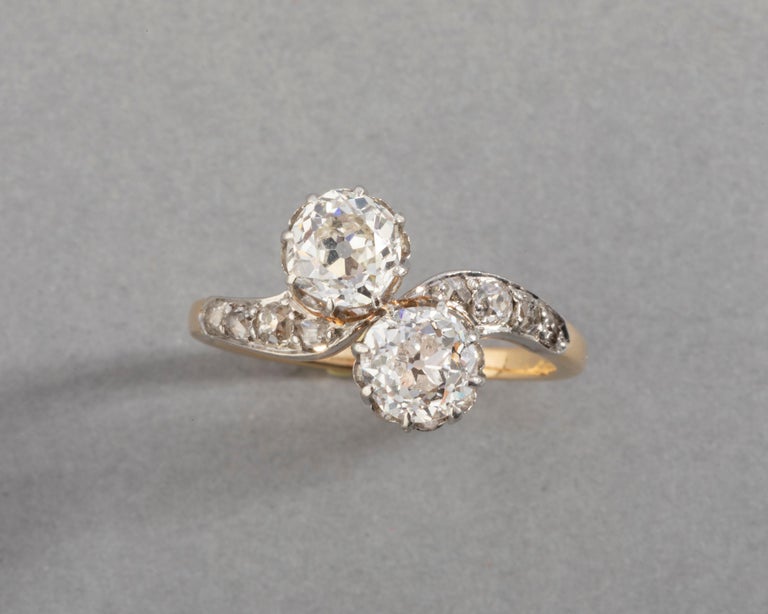 1 50 Carat Diamonds French Antique Toi Et Moi Ring For Sale At 1stdibs Antique Toi Et Moi Diamond Ring Toi Et Moi Ring Antique