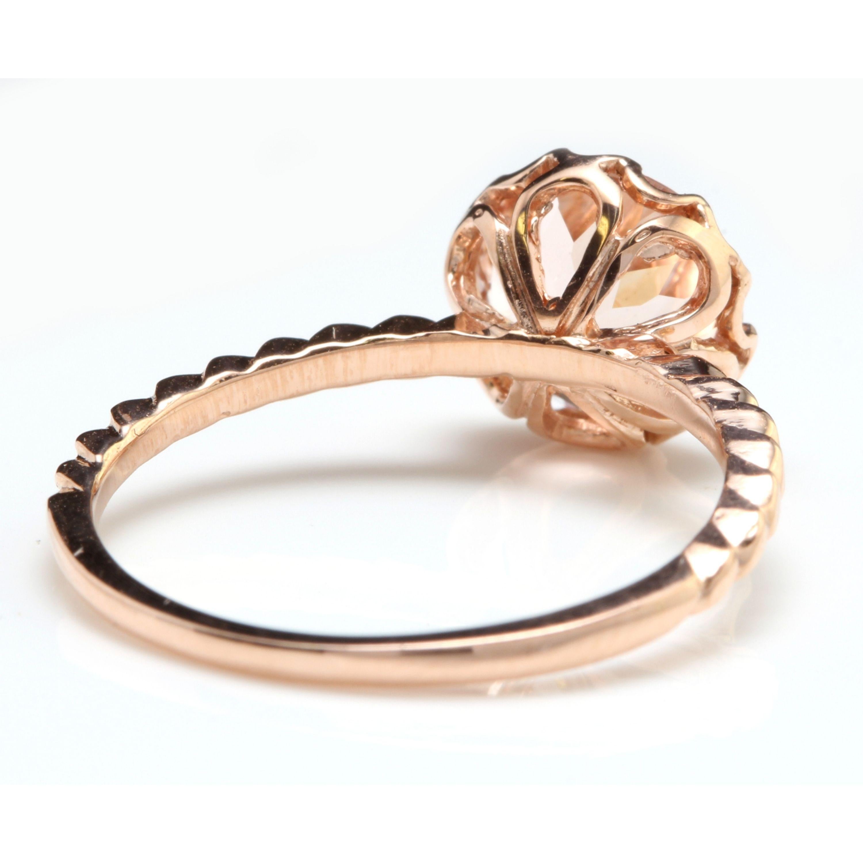 1.50 Carat Exquisite Natural Morganite 14 Karat Solid Rose Gold Ring In New Condition For Sale In Los Angeles, CA
