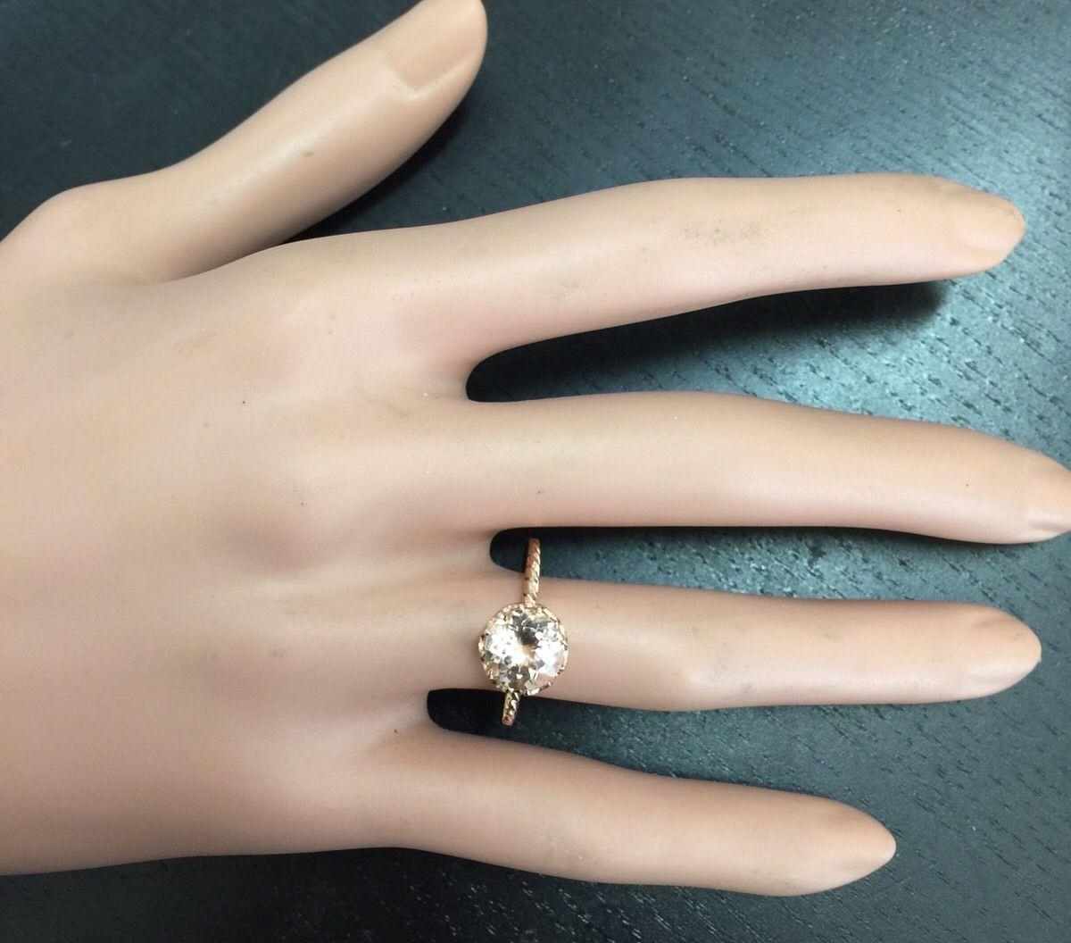 Women's 1.50 Carat Exquisite Natural Morganite 14 Karat Solid Rose Gold Ring For Sale