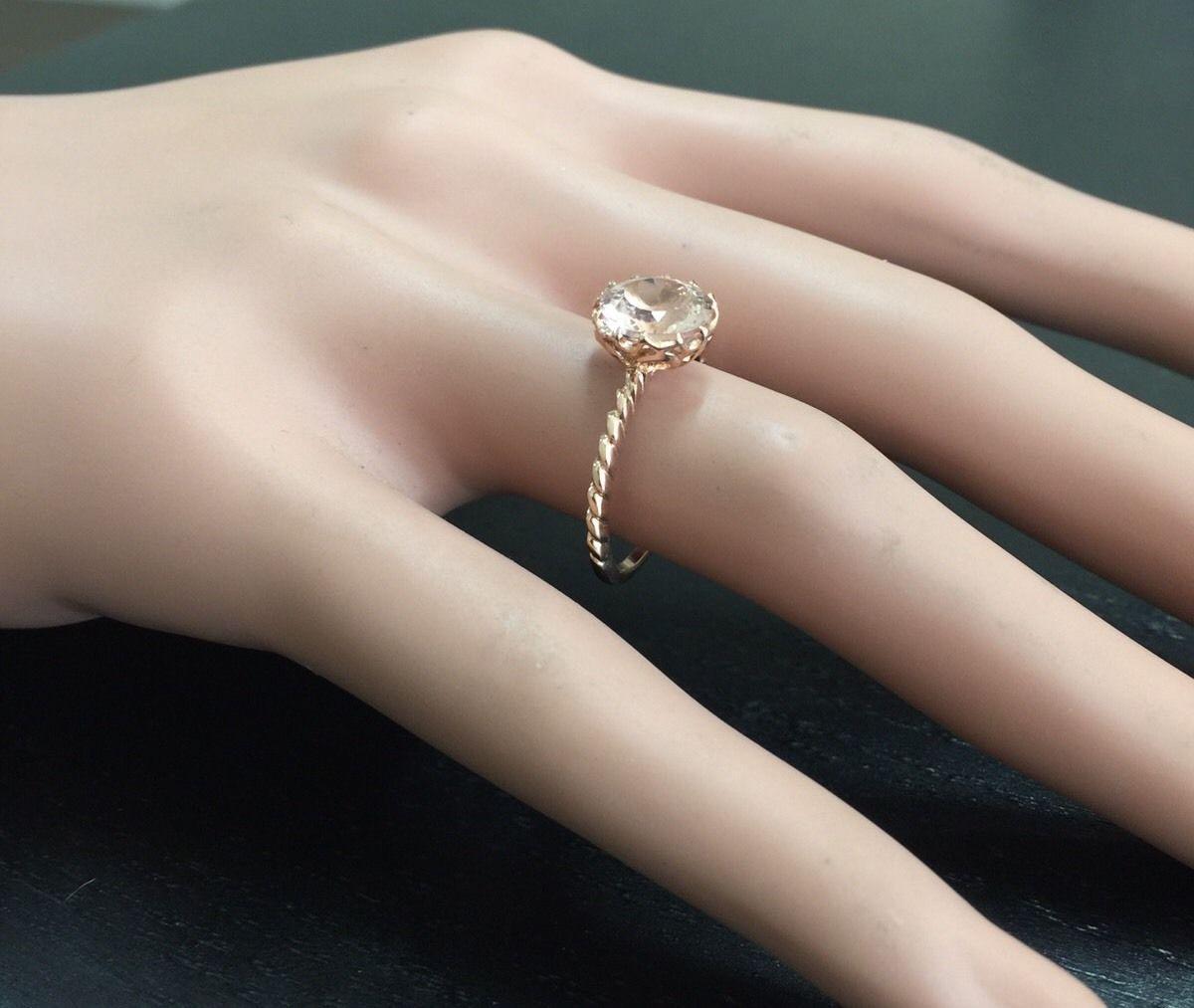 Anello in oro rosa massiccio da 1,50 carati di squisita morganite naturale da 14 carati in vendita 1