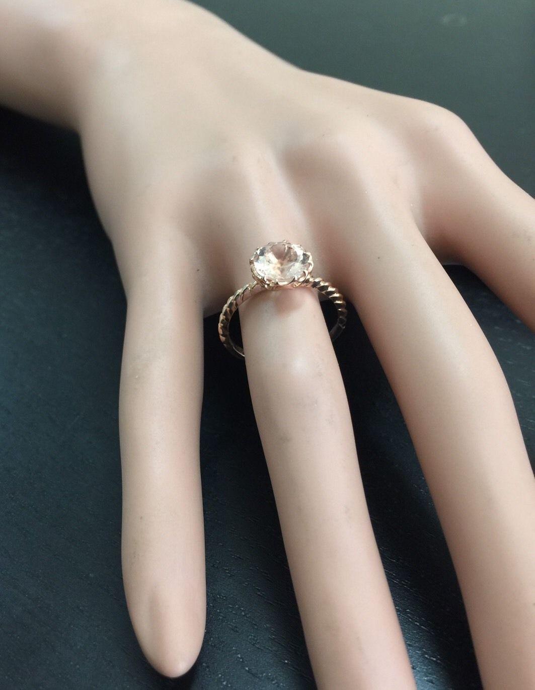 Anello in oro rosa massiccio da 1,50 carati di squisita morganite naturale da 14 carati in vendita 2