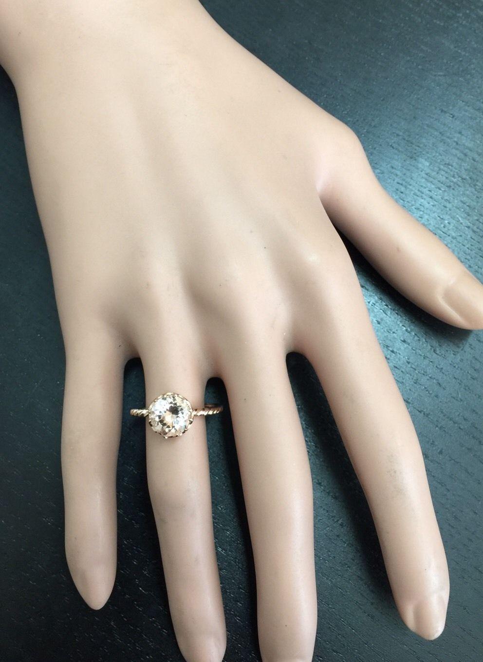 Anello in oro rosa massiccio da 1,50 carati di squisita morganite naturale da 14 carati in vendita 3