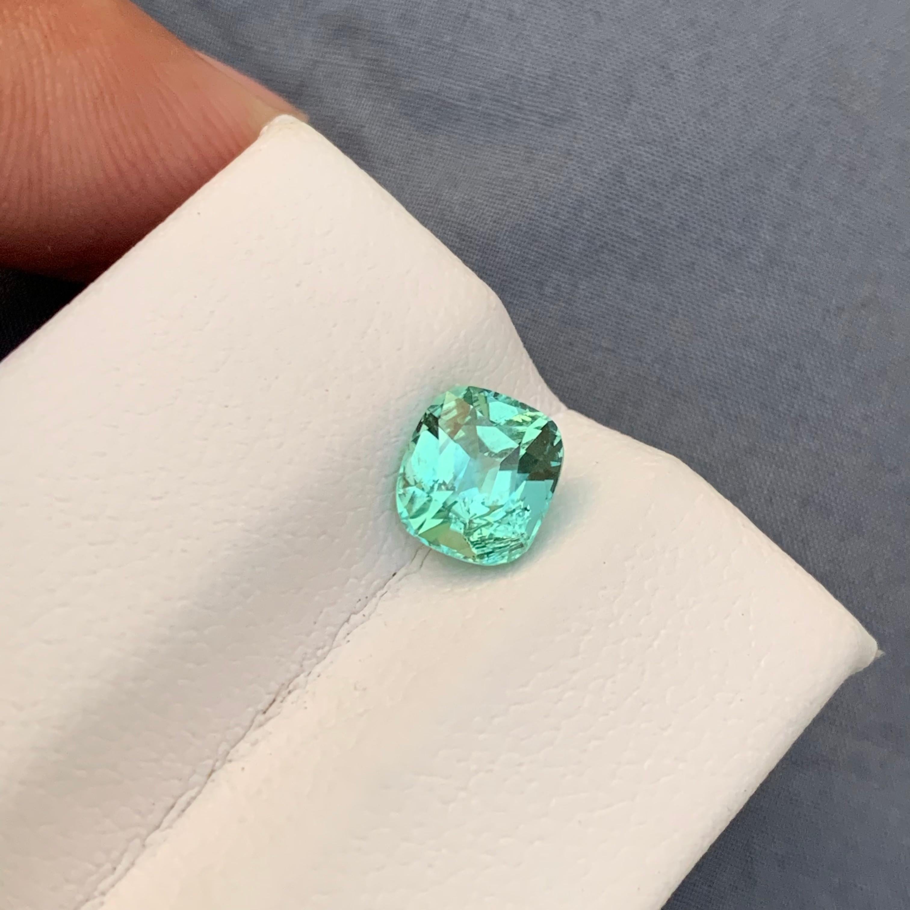 1.50 Carats Faceted Mintgreen Tourmaline Cushion Cut Gemstone Afghan Mine For Sale 3