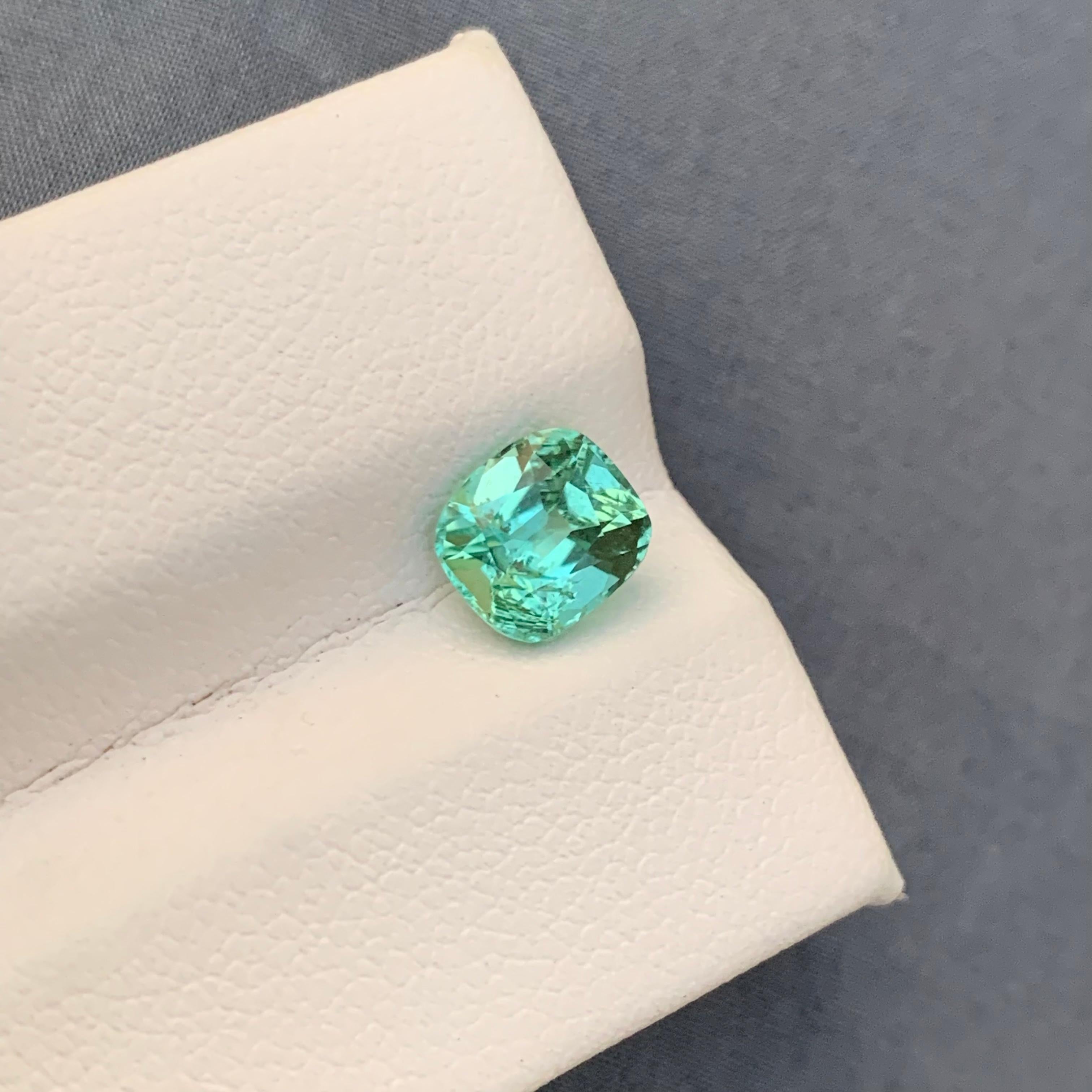1.50 Carats Faceted Mintgreen Tourmaline Cushion Cut Gemstone Afghan Mine For Sale 7