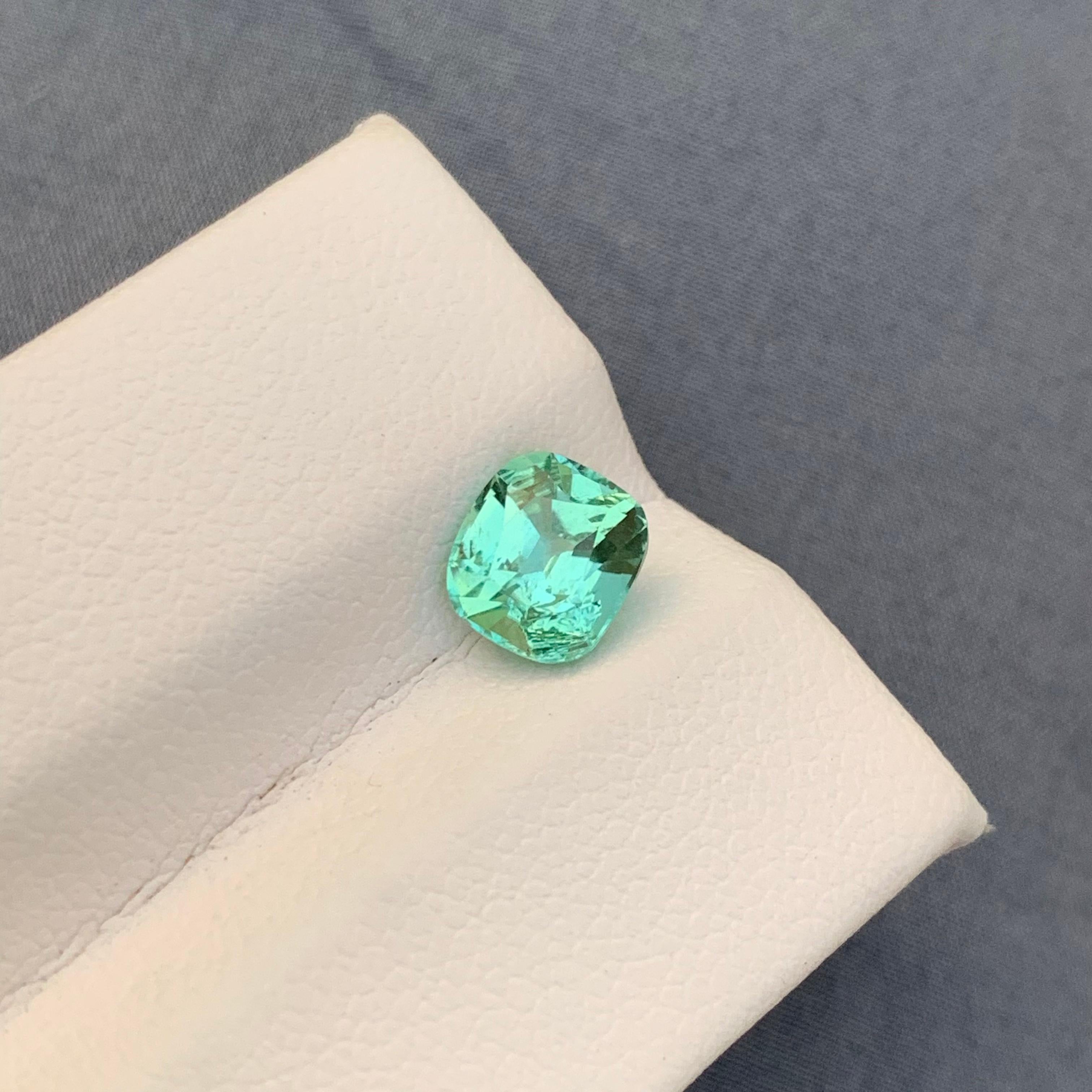 1.50 Carats Faceted Mintgreen Tourmaline Cushion Cut Gemstone Afghan Mine For Sale 2