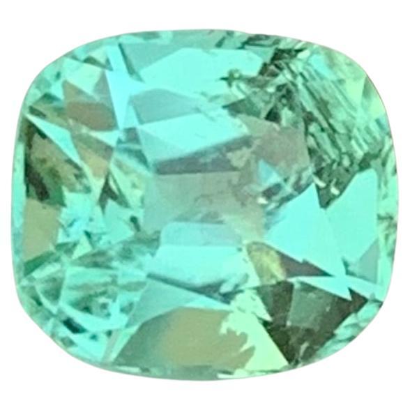 1.50 Carats Faceted Mintgreen Tourmaline Cushion Cut Gemstone Afghan Mine For Sale