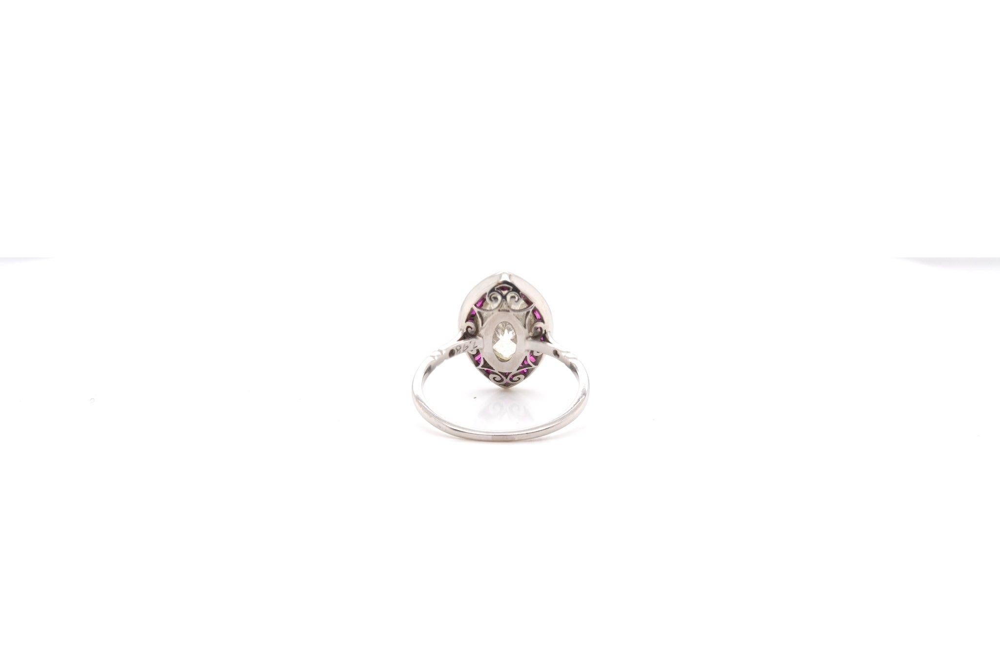 1,50 Karat L/Vs2 Marquise-Diamant und Rubinring mit Marquise-Ring für Damen oder Herren im Angebot