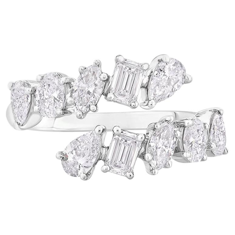1.50 Carats Multi shape Ring 14 White Gold For Sale