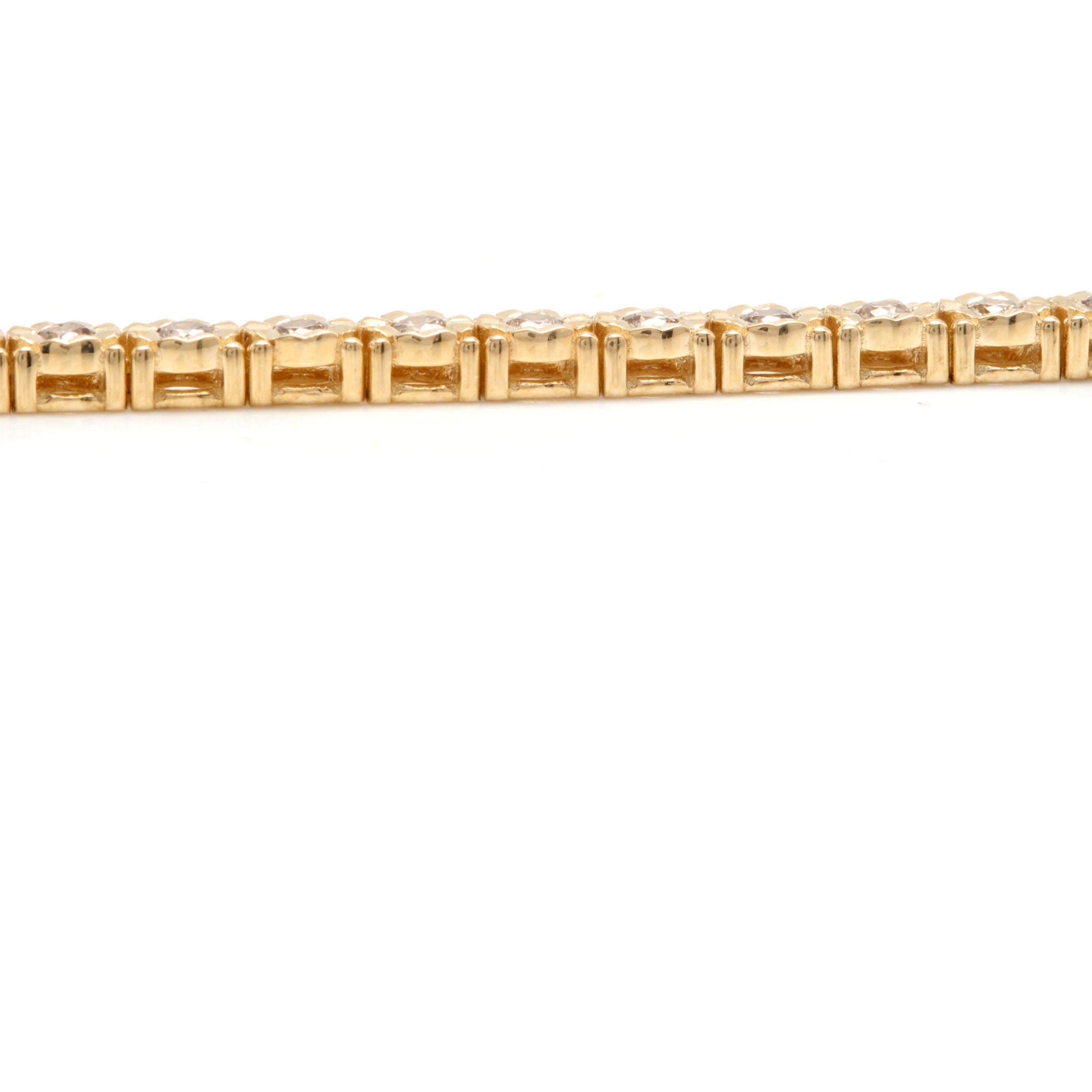 1.50 Carat Natural Diamond 14 Karat Solid Yellow Gold Tennis Bracelet In New Condition For Sale In Los Angeles, CA